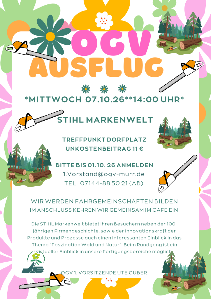 Plakat: OGV-Ausflug zur STIHL Markenwelt am 7. Oktober 2026